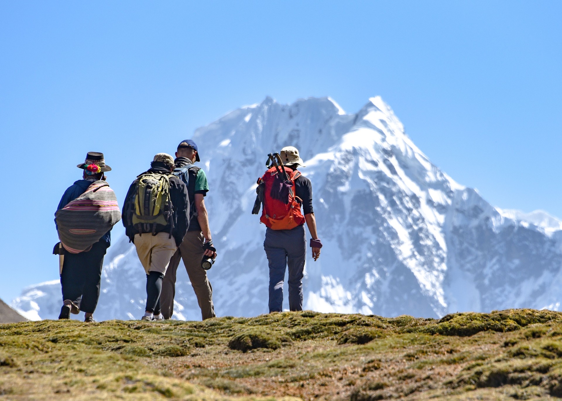 A group of trekkers on the Ausangate trek in the Peruvian Andes