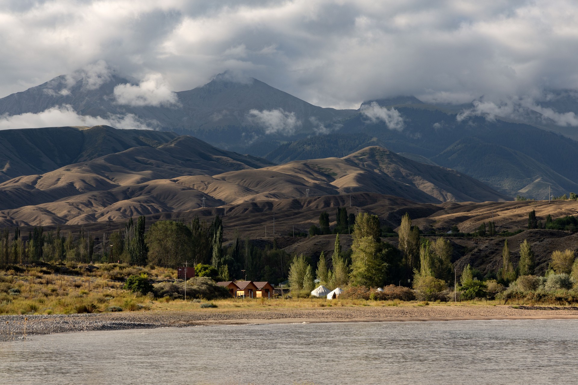 Scenic shore of Issyk-Kul Lake